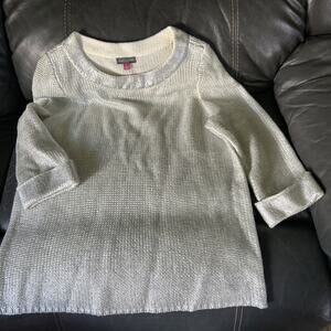 Vince Camuto silver women’s sweater three-quarter length sleeve size large